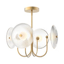 LED Pendant<br /><span style="color:#4AB0CE;">Entrega: 4-10 dias en USA</span><br /><span style="color:#4AB0CE;font-size:60%;">PREGUNTE POR ENTREGA EN PANAMA</span><br />Collection: Hera<br />Finish: Brushed Gold/Clear Ribbed Glass