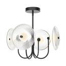 LED Pendant<br /><span style="color:#4AB0CE;">Entrega: 4-10 dias en USA</span><br /><span style="color:#4AB0CE;font-size:60%;">PREGUNTE POR ENTREGA EN PANAMA</span><br />Collection: Hera<br />Finish: Matte Black/Clear Ribbed Glass