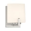 One Light Bath Sconce<br /><span style="color:#4AB0CE;">Entrega: 4-10 dias en USA</span><br /><span style="color:#4AB0CE;font-size:60%;">PREGUNTE POR ENTREGA EN PANAMA</span><br />Collection: Mirelle<br />Finish: Brushed Nickel