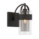 One Light Bath Sconce<br /><span style="color:#4AB0CE;">Entrega: 4-10 dias en USA</span><br /><span style="color:#4AB0CE;font-size:60%;">PREGUNTE POR ENTREGA EN PANAMA</span><br />Collection: Ravik<br />Finish: Dark Matte Black
