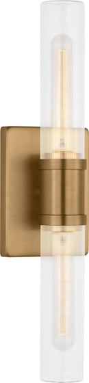Two Light Vanity<br /><span style="color:#4AB0CE;">Entrega: 4-10 dias en USA</span><br /><span style="color:#4AB0CE;font-size:60%;">PREGUNTE POR ENTREGA EN PANAMA</span><br />Collection: Keaton<br />Finish: Satin Brass | Satin Brass