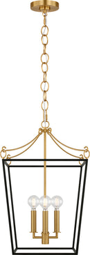 Three Light Lantern<br /><span style="color:#4AB0CE;">Entrega: 4-10 dias en USA</span><br /><span style="color:#4AB0CE;font-size:60%;">PREGUNTE POR ENTREGA EN PANAMA</span><br />Collection: Carlyle<br />Finish: Midnight Black | Burnished Brass