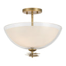 Three Light Semi-Flush Mount<br /><span style="color:#4AB0CE;">Entrega: 4-10 dias en USA</span><br /><span style="color:#4AB0CE;font-size:60%;">PREGUNTE POR ENTREGA EN PANAMA</span><br />Collection: Elowen<br />Finish: Legacy Brass