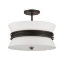 Three Light Semi-Flush Mount<br /><span style="color:#4AB0CE;">Entrega: 4-10 dias en USA</span><br /><span style="color:#4AB0CE;font-size:60%;">PREGUNTE POR ENTREGA EN PANAMA</span><br />Collection: Dalvor<br />Finish: Dark Bronze