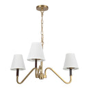 Three Light Chandelier<br /><span style="color:#4AB0CE;">Entrega: 1-2 semanas en USA</span><br /><span style="color:#4AB0CE;font-size:60%;">PREGUNTE POR ENTREGA EN PANAMA</span><br />Collection: Sloan<br />Finish: Brushed Gold/White Linen