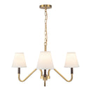 Three Light Chandelier<br /><span style="color:#4AB0CE;">Entrega: 1-2 semanas en USA</span><br /><span style="color:#4AB0CE;font-size:60%;">PREGUNTE POR ENTREGA EN PANAMA</span><br />Collection: Sloan<br />Finish: Brushed Gold/White Linen
