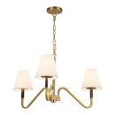 Three Light Chandelier<br /><span style="color:#4AB0CE;">Entrega: 1-2 semanas en USA</span><br /><span style="color:#4AB0CE;font-size:60%;">PREGUNTE POR ENTREGA EN PANAMA</span><br />Collection: Sloan<br />Finish: Brushed Gold/White Linen