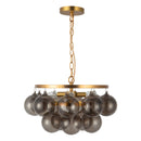 Three Light Chandelier<br /><span style="color:#4AB0CE;">Entrega: 4-10 dias en USA</span><br /><span style="color:#4AB0CE;font-size:60%;">PREGUNTE POR ENTREGA EN PANAMA</span><br />Collection: Faye<br />Finish: Brushed Gold/Smoked Glass
