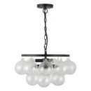 Three Light Chandelier<br /><span style="color:#4AB0CE;">Entrega: 4-10 dias en USA</span><br /><span style="color:#4AB0CE;font-size:60%;">PREGUNTE POR ENTREGA EN PANAMA</span><br />Collection: Faye<br />Finish: Matte Black/Clear Ribbed Glass