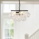 Alora - CH654318MBRC - Three Light Chandelier - Faye - Matte Black/Clear Ribbed Glass