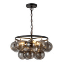 Three Light Chandelier<br /><span style="color:#4AB0CE;">Entrega: 4-10 dias en USA</span><br /><span style="color:#4AB0CE;font-size:60%;">PREGUNTE POR ENTREGA EN PANAMA</span><br />Collection: Faye<br />Finish: Matte Black/Smoked Solid Glass