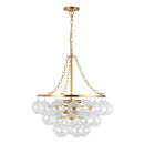 Six Light Chandelier<br /><span style="color:#4AB0CE;">Entrega: 4-10 dias en USA</span><br /><span style="color:#4AB0CE;font-size:60%;">PREGUNTE POR ENTREGA EN PANAMA</span><br />Collection: Faye<br />Finish: Brushed Gold/Clear Ribbed Glass