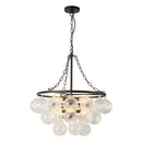 Six Light Chandelier<br /><span style="color:#4AB0CE;">Entrega: 4-10 dias en USA</span><br /><span style="color:#4AB0CE;font-size:60%;">PREGUNTE POR ENTREGA EN PANAMA</span><br />Collection: Faye<br />Finish: Matte Black/Clear Ribbed Glass