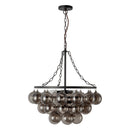 Six Light Chandelier<br /><span style="color:#4AB0CE;">Entrega: 4-10 dias en USA</span><br /><span style="color:#4AB0CE;font-size:60%;">PREGUNTE POR ENTREGA EN PANAMA</span><br />Collection: Faye<br />Finish: Matte Black/Smoked Solid Glass