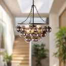 Six Light Chandelier<br /><span style="color:#4AB0CE;">Entrega: 4-10 dias en USA</span><br /><span style="color:#4AB0CE;font-size:60%;">PREGUNTE POR ENTREGA EN PANAMA</span><br />Collection: Faye<br />Finish: Matte Black/Smoked Solid Glass