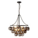 Six Light Chandelier<br /><span style="color:#4AB0CE;">Entrega: 4-10 dias en USA</span><br /><span style="color:#4AB0CE;font-size:60%;">PREGUNTE POR ENTREGA EN PANAMA</span><br />Collection: Faye<br />Finish: Matte Black/Smoked Solid Glass