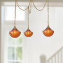 Three Light Pendant<br /><span style="color:#4AB0CE;">Entrega: 4-10 dias en USA</span><br /><span style="color:#4AB0CE;font-size:60%;">PREGUNTE POR ENTREGA EN PANAMA</span><br />Collection: Farrah<br />Finish: Brushed Gold/Amber