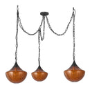 Three Light Pendant<br /><span style="color:#4AB0CE;">Entrega: 4-10 dias en USA</span><br /><span style="color:#4AB0CE;font-size:60%;">PREGUNTE POR ENTREGA EN PANAMA</span><br />Collection: Farrah<br />Finish: Matte Black/Amber