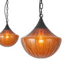 Three Light Pendant<br /><span style="color:#4AB0CE;">Entrega: 4-10 dias en USA</span><br /><span style="color:#4AB0CE;font-size:60%;">PREGUNTE POR ENTREGA EN PANAMA</span><br />Collection: Farrah<br />Finish: Matte Black/Amber