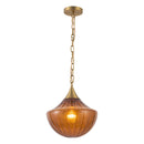 One Light Pendant<br /><span style="color:#4AB0CE;">Entrega: 4-10 dias en USA</span><br /><span style="color:#4AB0CE;font-size:60%;">PREGUNTE POR ENTREGA EN PANAMA</span><br />Collection: Farrah<br />Finish: Brushed Gold/Amber