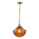 One Light Pendant<br /><span style="color:#4AB0CE;">Entrega: 4-10 dias en USA</span><br /><span style="color:#4AB0CE;font-size:60%;">PREGUNTE POR ENTREGA EN PANAMA</span><br />Collection: Farrah<br />Finish: Brushed Gold/Amber