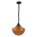 One Light Pendant<br /><span style="color:#4AB0CE;">Entrega: 4-10 dias en USA</span><br /><span style="color:#4AB0CE;font-size:60%;">PREGUNTE POR ENTREGA EN PANAMA</span><br />Collection: Farrah<br />Finish: Matte Black/Amber