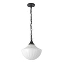 One Light Pendant<br /><span style="color:#4AB0CE;">Entrega: 4-10 dias en USA</span><br /><span style="color:#4AB0CE;font-size:60%;">PREGUNTE POR ENTREGA EN PANAMA</span><br />Collection: Farrah<br />Finish: Matte Black/Glossy Ribbed Opal Glass