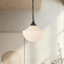 Alora - PD651012MBGR - One Light Pendant - Farrah - Matte Black/Glossy Ribbed Opal Glass