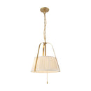 Two Light Pendant<br /><span style="color:#4AB0CE;">Entrega: 3-4 semanas en USA</span><br /><span style="color:#4AB0CE;font-size:60%;">PREGUNTE POR ENTREGA EN PANAMA</span><br />Collection: Scout<br />Finish: Brushed Gold/White Linen