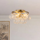 Three Light Semi-Flush Mount<br /><span style="color:#4AB0CE;">Entrega: 4-10 dias en USA</span><br /><span style="color:#4AB0CE;font-size:60%;">PREGUNTE POR ENTREGA EN PANAMA</span><br />Collection: Faye<br />Finish: Brushed Gold/Clear Ribbed Glass
