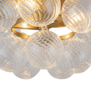 Three Light Semi-Flush Mount<br /><span style="color:#4AB0CE;">Entrega: 4-10 dias en USA</span><br /><span style="color:#4AB0CE;font-size:60%;">PREGUNTE POR ENTREGA EN PANAMA</span><br />Collection: Faye<br />Finish: Brushed Gold/Clear Ribbed Glass