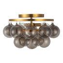 Three Light Semi-Flush Mount<br /><span style="color:#4AB0CE;">Entrega: 4-10 dias en USA</span><br /><span style="color:#4AB0CE;font-size:60%;">PREGUNTE POR ENTREGA EN PANAMA</span><br />Collection: Faye<br />Finish: Brushed Gold/Smoked Glass