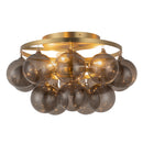 Three Light Semi-Flush Mount<br /><span style="color:#4AB0CE;">Entrega: 4-10 dias en USA</span><br /><span style="color:#4AB0CE;font-size:60%;">PREGUNTE POR ENTREGA EN PANAMA</span><br />Collection: Faye<br />Finish: Brushed Gold/Smoked Glass