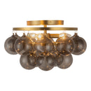 Three Light Semi-Flush Mount<br /><span style="color:#4AB0CE;">Entrega: 4-10 dias en USA</span><br /><span style="color:#4AB0CE;font-size:60%;">PREGUNTE POR ENTREGA EN PANAMA</span><br />Collection: Faye<br />Finish: Brushed Gold/Smoked Glass