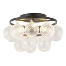 Three Light Semi-Flush Mount<br /><span style="color:#4AB0CE;">Entrega: 4-10 dias en USA</span><br /><span style="color:#4AB0CE;font-size:60%;">PREGUNTE POR ENTREGA EN PANAMA</span><br />Collection: Faye<br />Finish: Matte Black/Clear Ribbed Glass