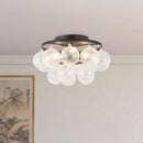 Alora - SF654318MBRC - Three Light Semi-Flush Mount - Faye - Matte Black/Clear Ribbed Glass