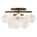 Three Light Semi-Flush Mount<br /><span style="color:#4AB0CE;">Entrega: 4-10 dias en USA</span><br /><span style="color:#4AB0CE;font-size:60%;">PREGUNTE POR ENTREGA EN PANAMA</span><br />Collection: Faye<br />Finish: Matte Black/Clear Ribbed Glass