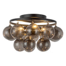 Three Light Semi-Flush Mount<br /><span style="color:#4AB0CE;">Entrega: 4-10 dias en USA</span><br /><span style="color:#4AB0CE;font-size:60%;">PREGUNTE POR ENTREGA EN PANAMA</span><br />Collection: Faye<br />Finish: Matte Black/Smoked Solid Glass