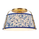 One Light Semi-Flush Mount<br /><span style="color:#4AB0CE;">Entrega: 4-10 dias en USA</span><br /><span style="color:#4AB0CE;font-size:60%;">PREGUNTE POR ENTREGA EN PANAMA</span><br />Collection: Scout<br />Finish: Brushed Gold/Blue Linen