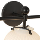 Three Light Bathroom Vanity<br /><span style="color:#4AB0CE;">Entrega: 4-10 dias en USA</span><br /><span style="color:#4AB0CE;font-size:60%;">PREGUNTE POR ENTREGA EN PANAMA</span><br />Collection: Cherise<br />Finish: Matte Black/Glossy Ribbed Opal Glass