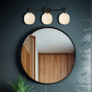 Alora - VL579328MBGR - Three Light Bathroom Vanity - Cherise - Matte Black/Glossy Ribbed Opal Glass