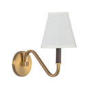 One Light Wall Sconce<br /><span style="color:#4AB0CE;">Entrega: 1-2 semanas en USA</span><br /><span style="color:#4AB0CE;font-size:60%;">PREGUNTE POR ENTREGA EN PANAMA</span><br />Collection: Sloan<br />Finish: Brushed Gold/White Linen