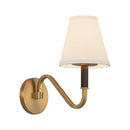 One Light Wall Sconce<br /><span style="color:#4AB0CE;">Entrega: 1-2 semanas en USA</span><br /><span style="color:#4AB0CE;font-size:60%;">PREGUNTE POR ENTREGA EN PANAMA</span><br />Collection: Sloan<br />Finish: Brushed Gold/White Linen