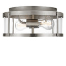 Two Light Flush Mount<br /><span style="color:#4AB0CE;">Entrega: 18-19 semanas en USA</span><br /><span style="color:#4AB0CE;font-size:60%;">PREGUNTE POR ENTREGA EN PANAMA</span><br />Collection: Lumra<br />Finish: Brushed Nickel