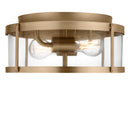 Two Light Flush Mount<br /><span style="color:#4AB0CE;">Entrega: 3-4 semanas en USA</span><br /><span style="color:#4AB0CE;font-size:60%;">PREGUNTE POR ENTREGA EN PANAMA</span><br />Collection: Lumra<br />Finish: Satin Brass