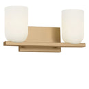 Two Light Vanity<br /><span style="color:#4AB0CE;">Entrega: 4-10 dias en USA</span><br /><span style="color:#4AB0CE;font-size:60%;">PREGUNTE POR ENTREGA EN PANAMA</span><br />Collection: Neblina<br />Finish: Satin Brass