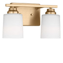 Two Light Bath<br /><span style="color:#4AB0CE;">Entrega: 4-10 dias en USA</span><br /><span style="color:#4AB0CE;font-size:60%;">PREGUNTE POR ENTREGA EN PANAMA</span><br />Collection: Vinton<br />Finish: Satin Brass