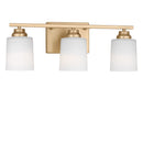 Three Light Bath<br /><span style="color:#4AB0CE;">Entrega: 4-10 dias en USA</span><br /><span style="color:#4AB0CE;font-size:60%;">PREGUNTE POR ENTREGA EN PANAMA</span><br />Collection: Vinton<br />Finish: Satin Brass