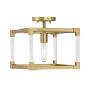 One Light Semi Flush Mount<br /><span style="color:#4AB0CE;">Entrega: 4-10 dias en USA</span><br /><span style="color:#4AB0CE;font-size:60%;">PREGUNTE POR ENTREGA EN PANAMA</span><br />Collection: Oro District<br />Finish: Soft Brass