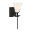 One Light Bath Sconce<br /><span style="color:#4AB0CE;">Entrega: 4-10 dias en USA</span><br /><span style="color:#4AB0CE;font-size:60%;">PREGUNTE POR ENTREGA EN PANAMA</span><br />Collection: Elowen<br />Finish: Dark Matte Black